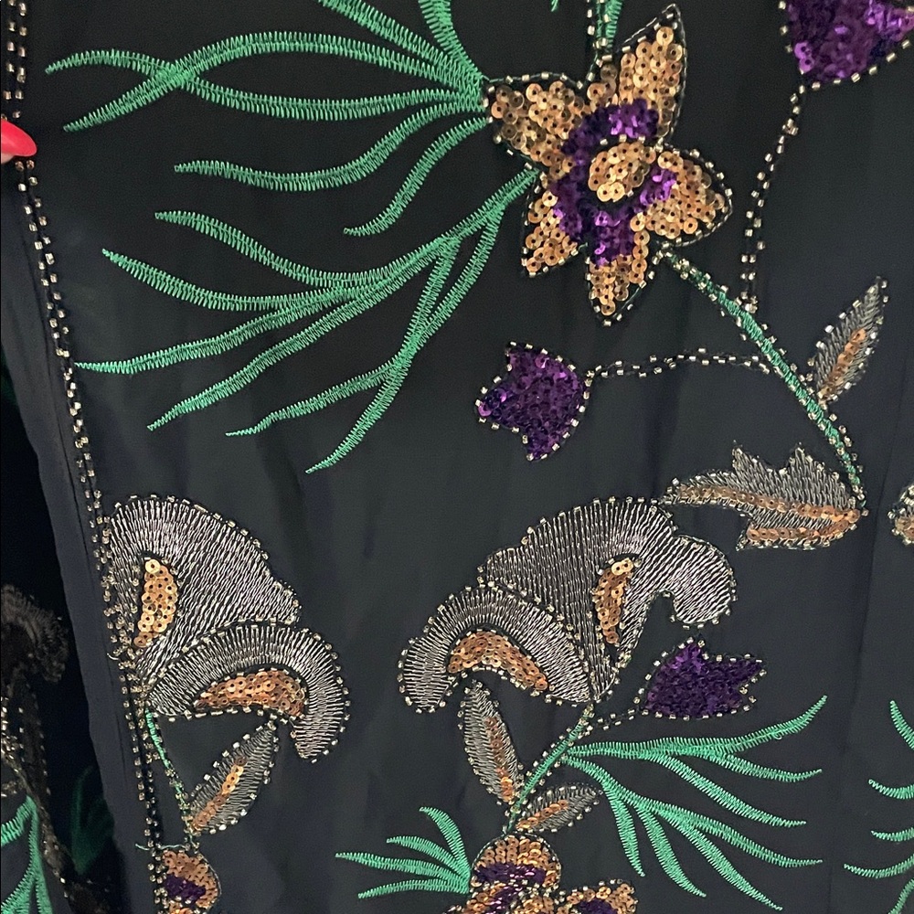 Nasty Gal Black Floral Sequin Kimono - Picture 5 of 6